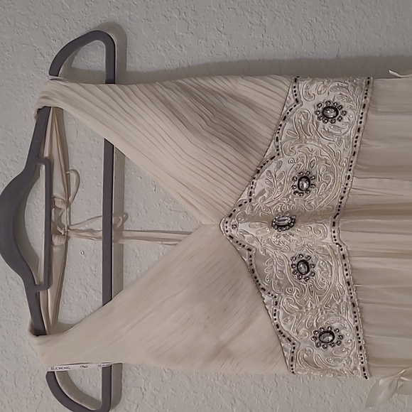 Sue Wong Nocturne Silk Dress Elegant Cream Floral Dress Wedding Party Size 10 - Picture 4 of 15